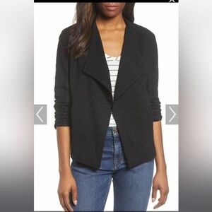 Caslon black cotton knit open front blazer Size XL